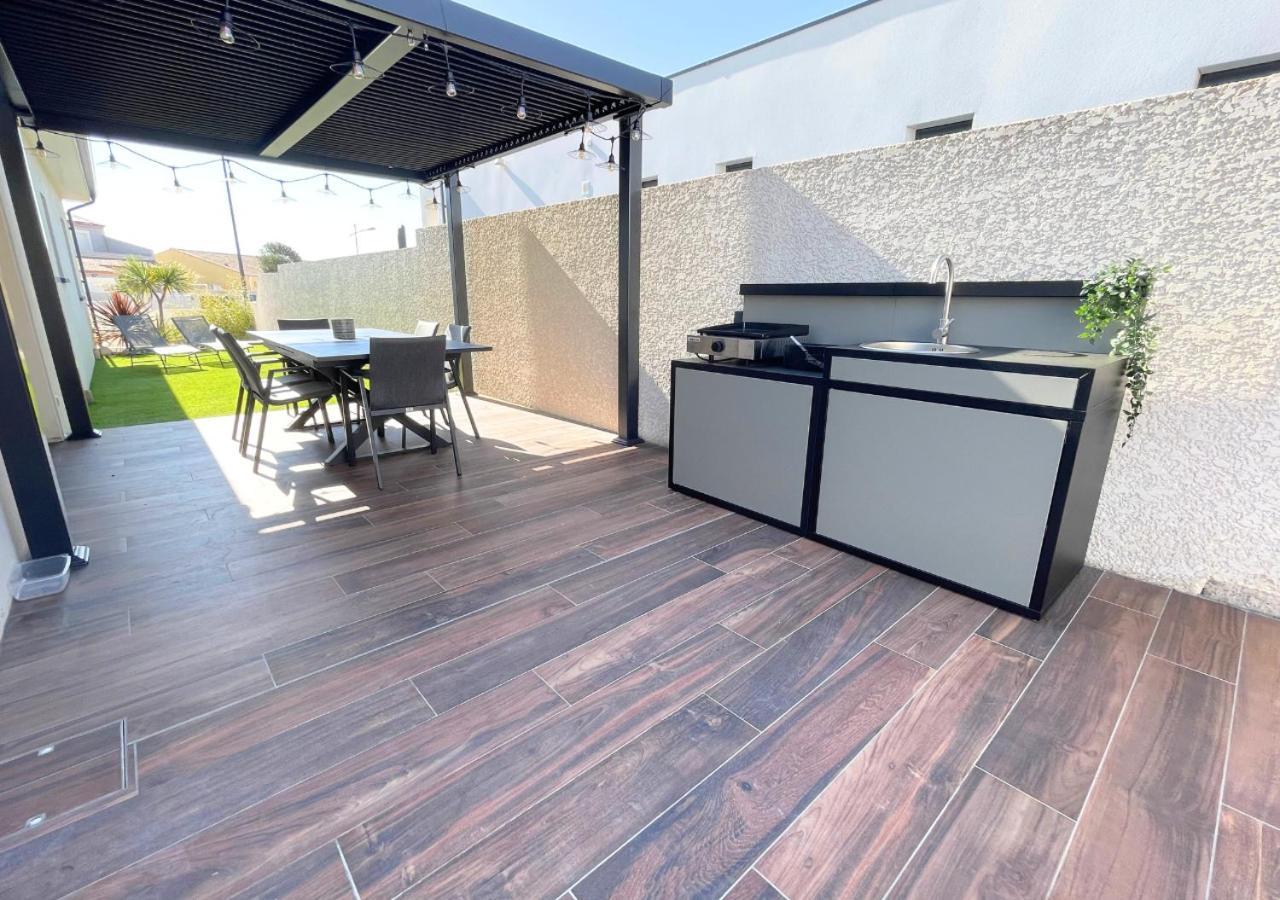 Villa Contemporaine Avec Piscine Chauffee Proche Des Plages Sauvian Esterno foto