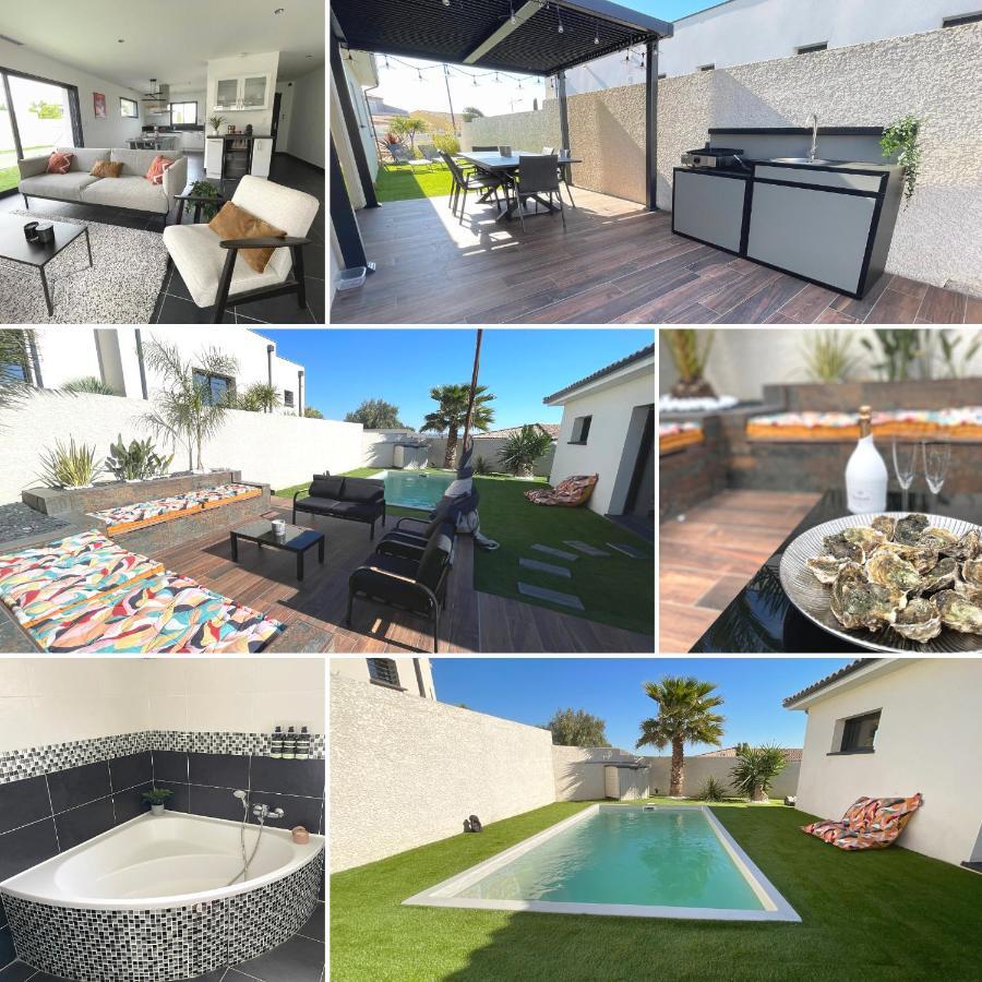 Villa Contemporaine Avec Piscine Chauffee Proche Des Plages Sauvian Esterno foto